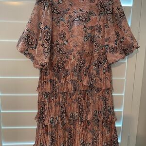 MELLODAY Pink Paisley Long Sleeve Dress